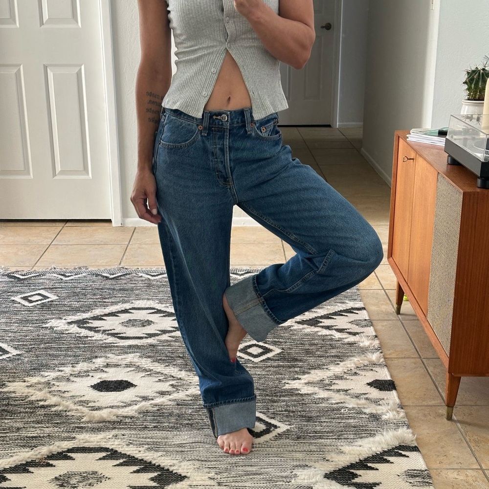 Mid Rise 90s Baggy Cuffed Jeans 2R